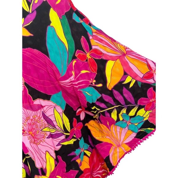 NEW Trina Turk Floral Kimono Swim Cover Up Pom Pom Trim OSFM Multicolor - Picture 8 of 9